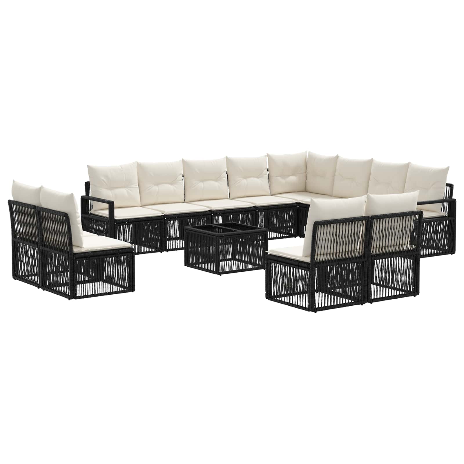 Conjunto de sofás de jardín 13 pcs Beige ratán sintético
