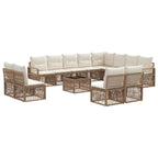 Conjunto de sofás de jardín 13 pcs Beige ratán sintético