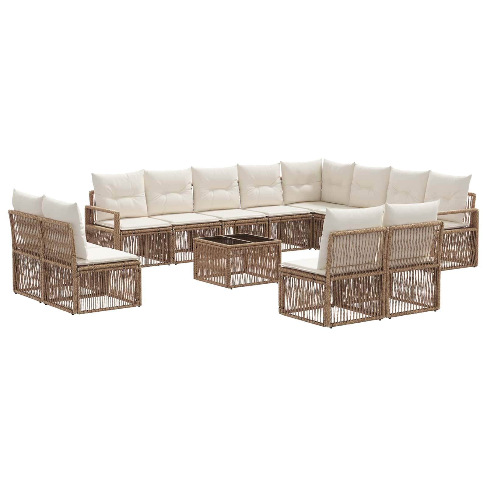 Conjunto de sofás de jardín 13 pcs Beige ratán sintético