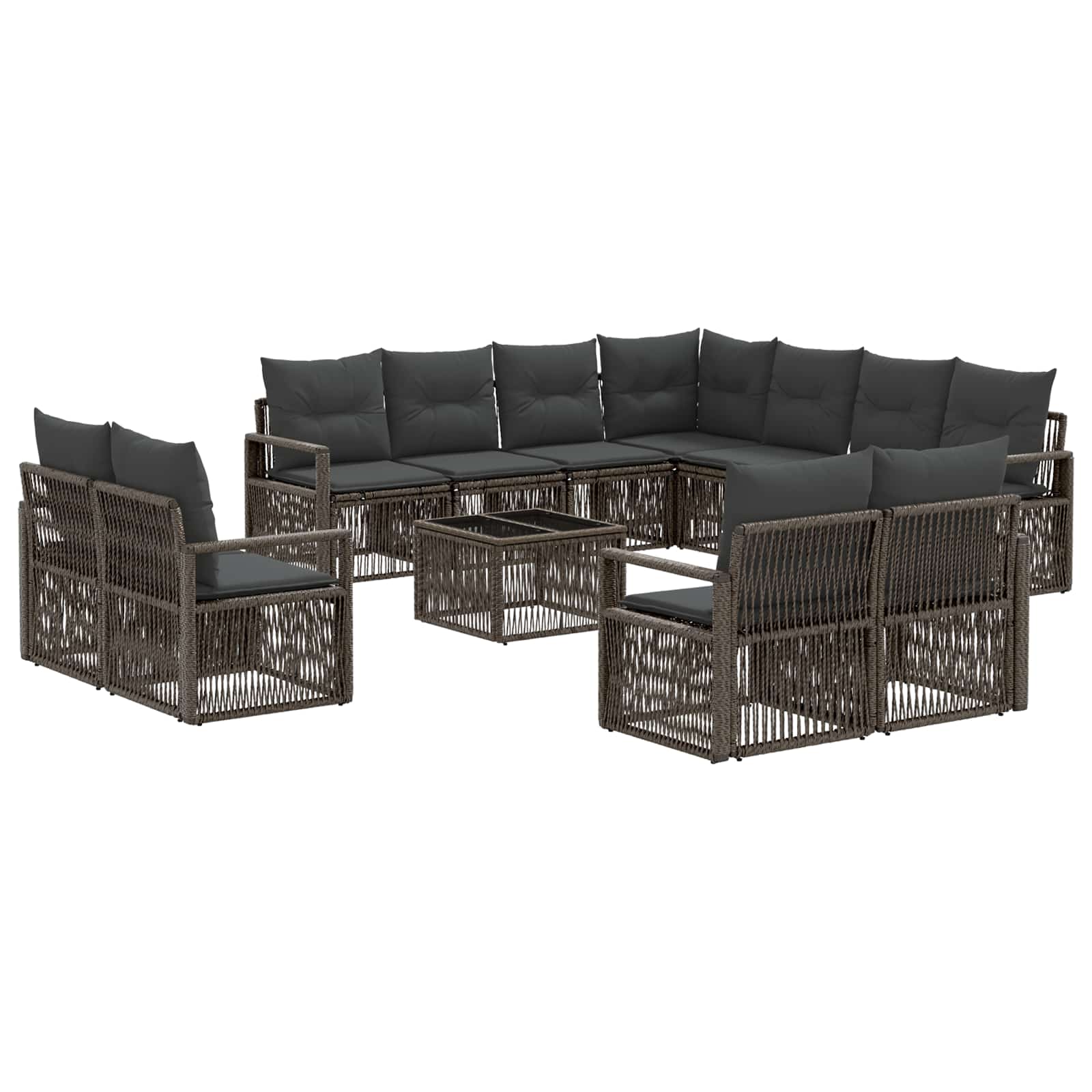 Conjunto de sofás de jardim 12 pcs Rattan sintético bege