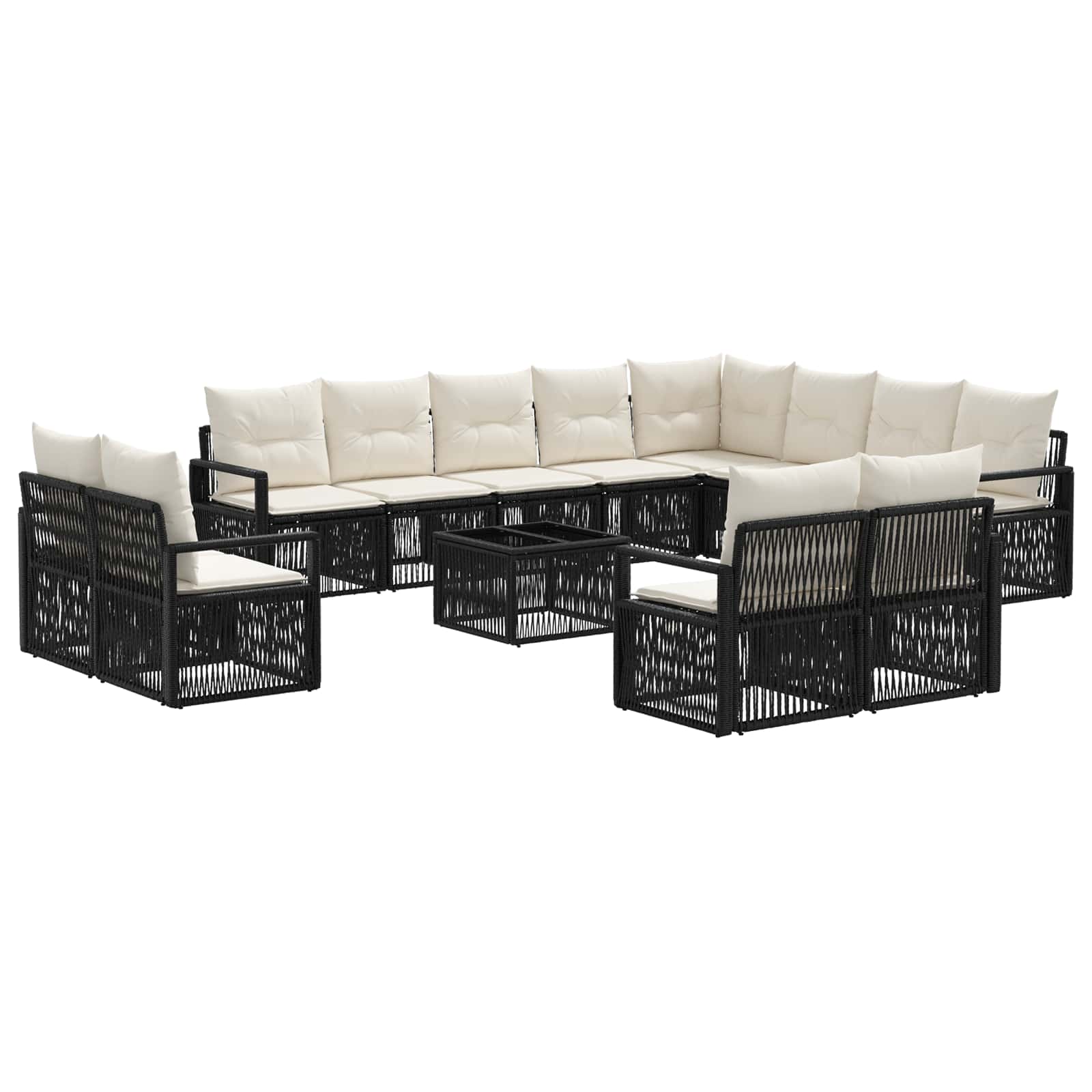 Conjunto de sofás de jardín 13 pcs Beige ratán sintético