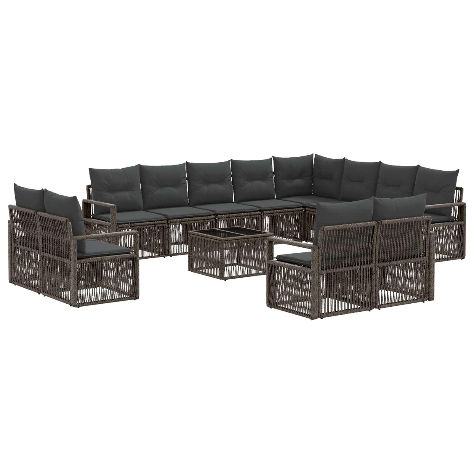 Conjunto de sofás de jardín 13 pcs Beige ratán sintético