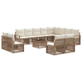 Conjunto de sofás de jardín 13 pcs Beige ratán sintético