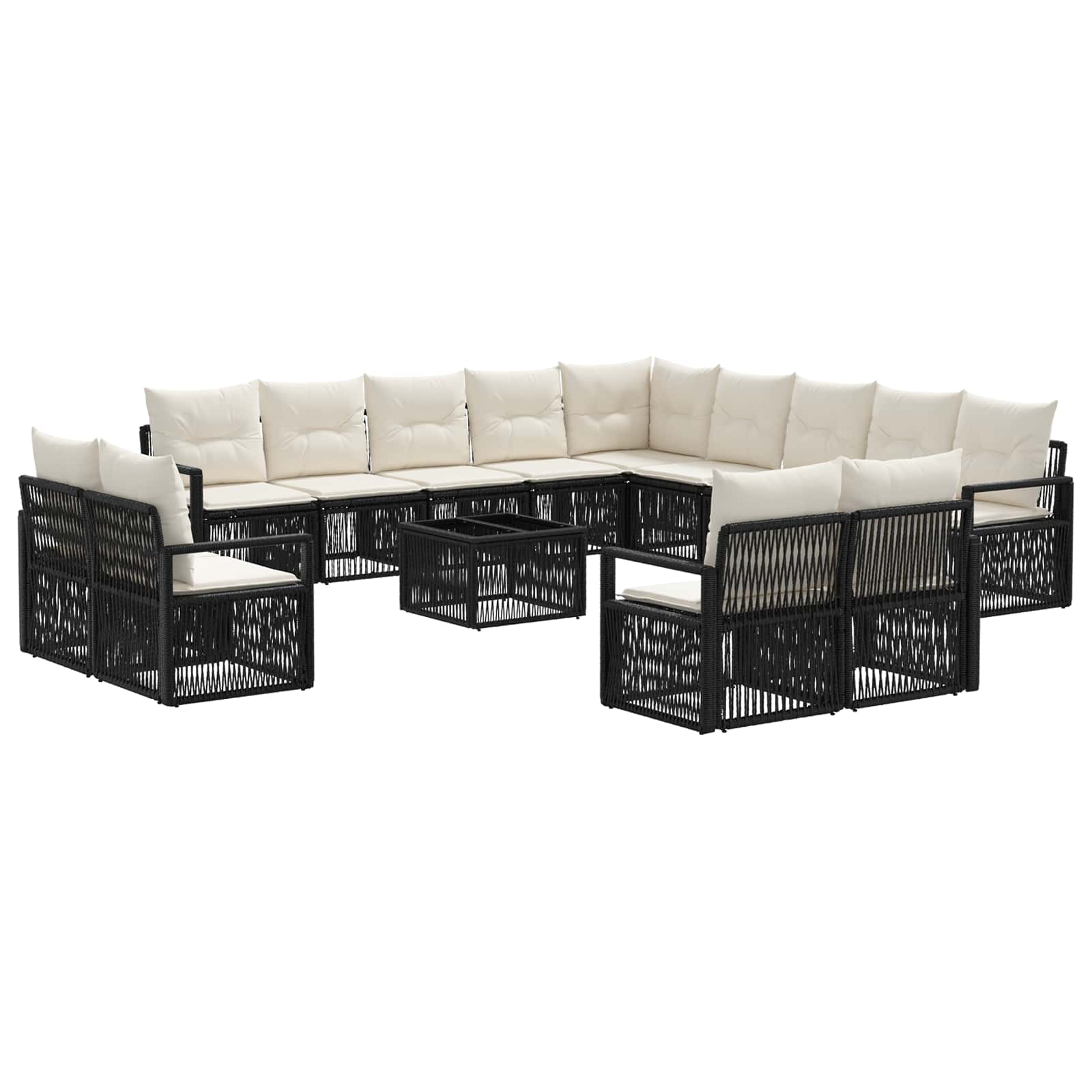 Conjunto de sofás de jardim 14 unid. Bege vime sintético