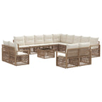 Conjunto de sofás de jardín 14 pcs Beige ratán sintético
