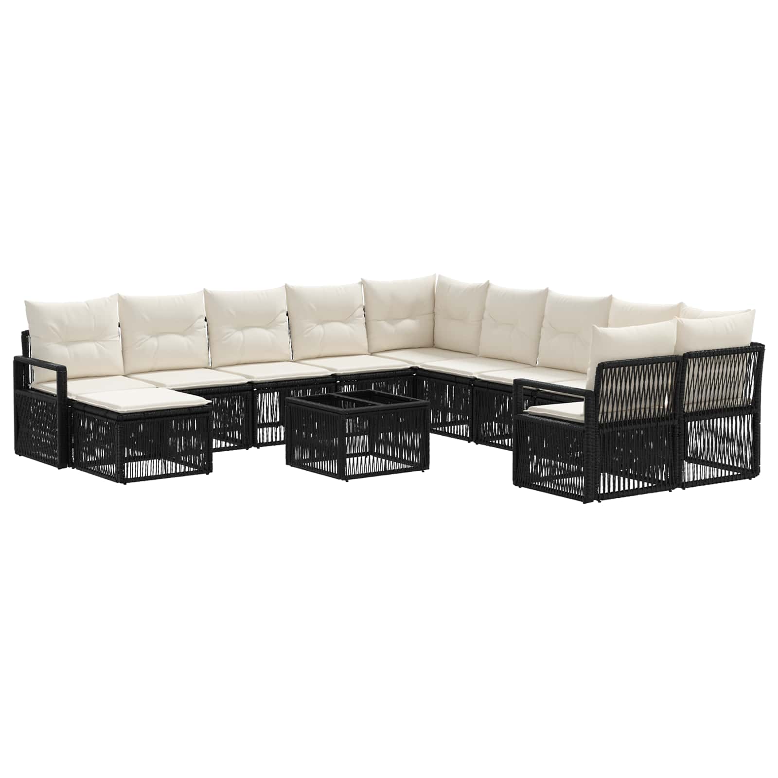 Conjunto de sofás de jardín 12 pcs Beige ratán sintético