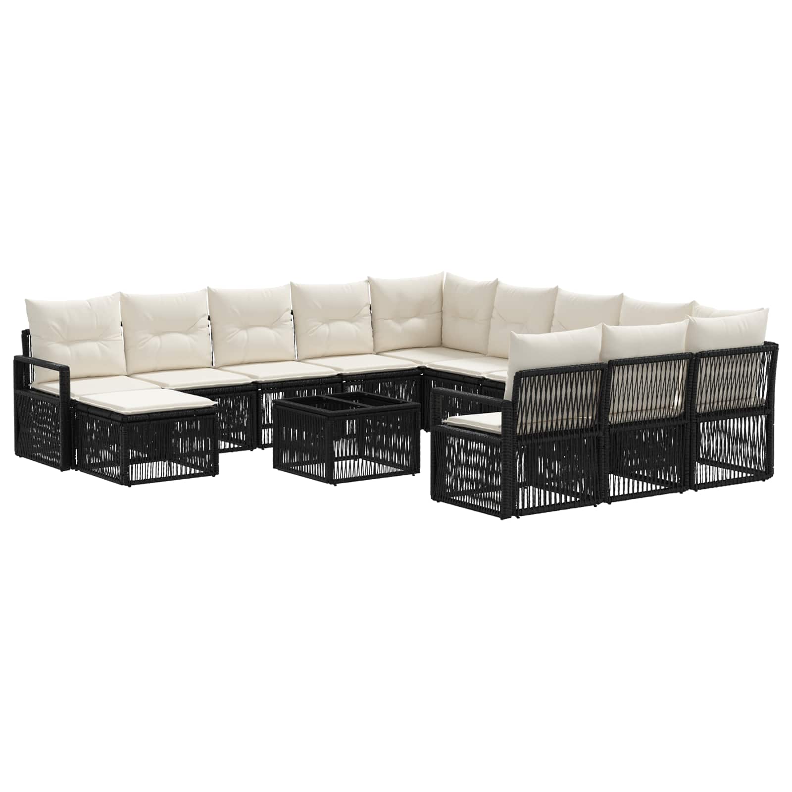 Conjunto de sofás de jardín 13 pcs Beige ratán sintético