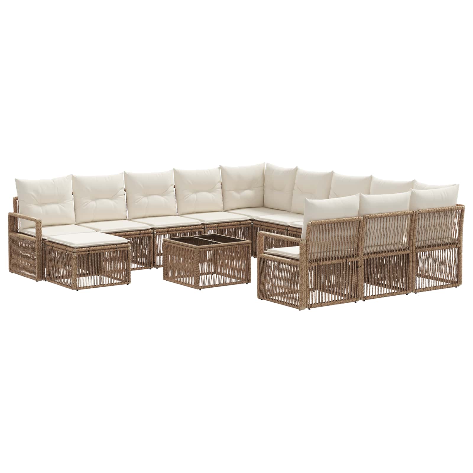 Conjunto de sofás de jardín 13 pcs Beige ratán sintético