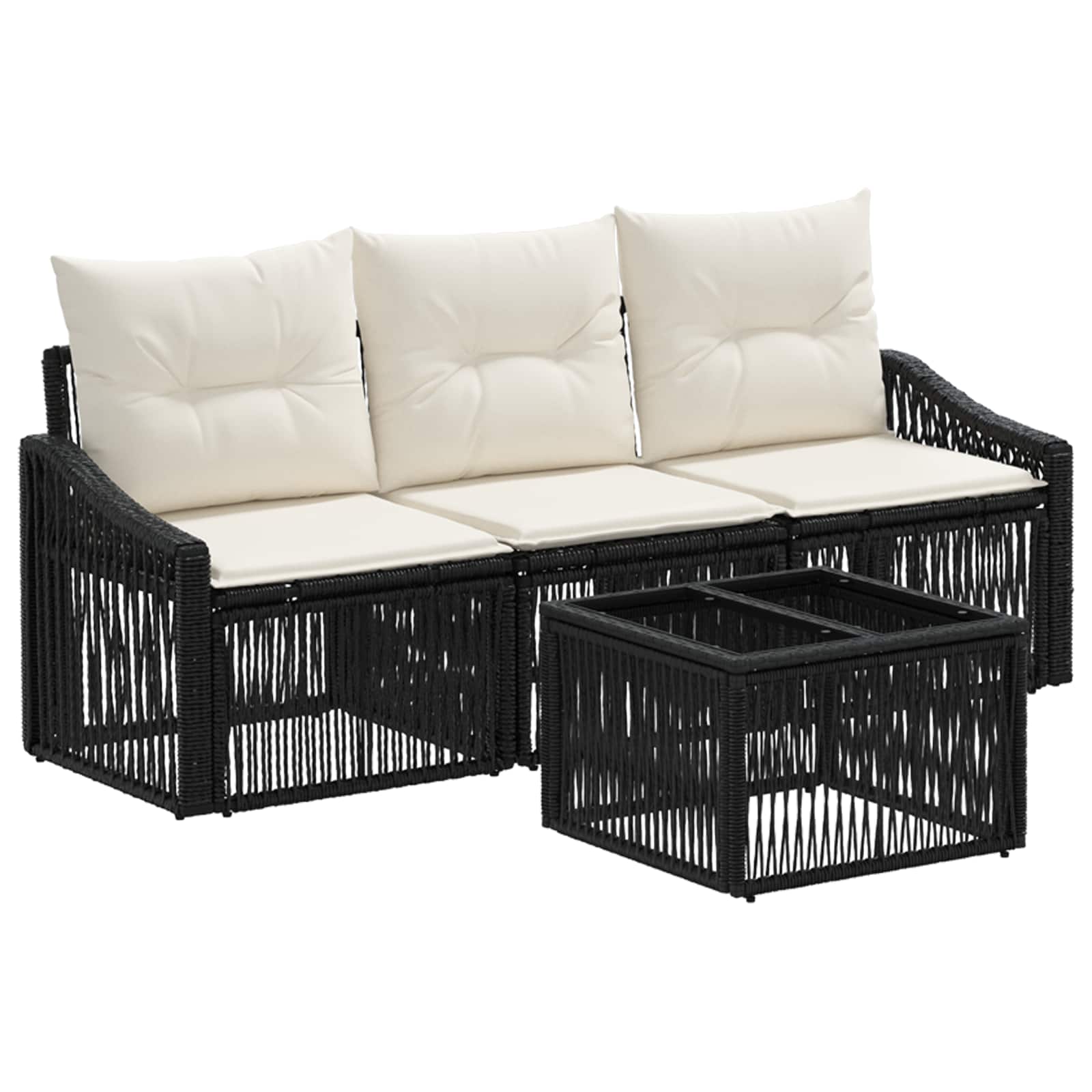 Conjunto de sofás de jardín 4 pcs Beige ratán sintético