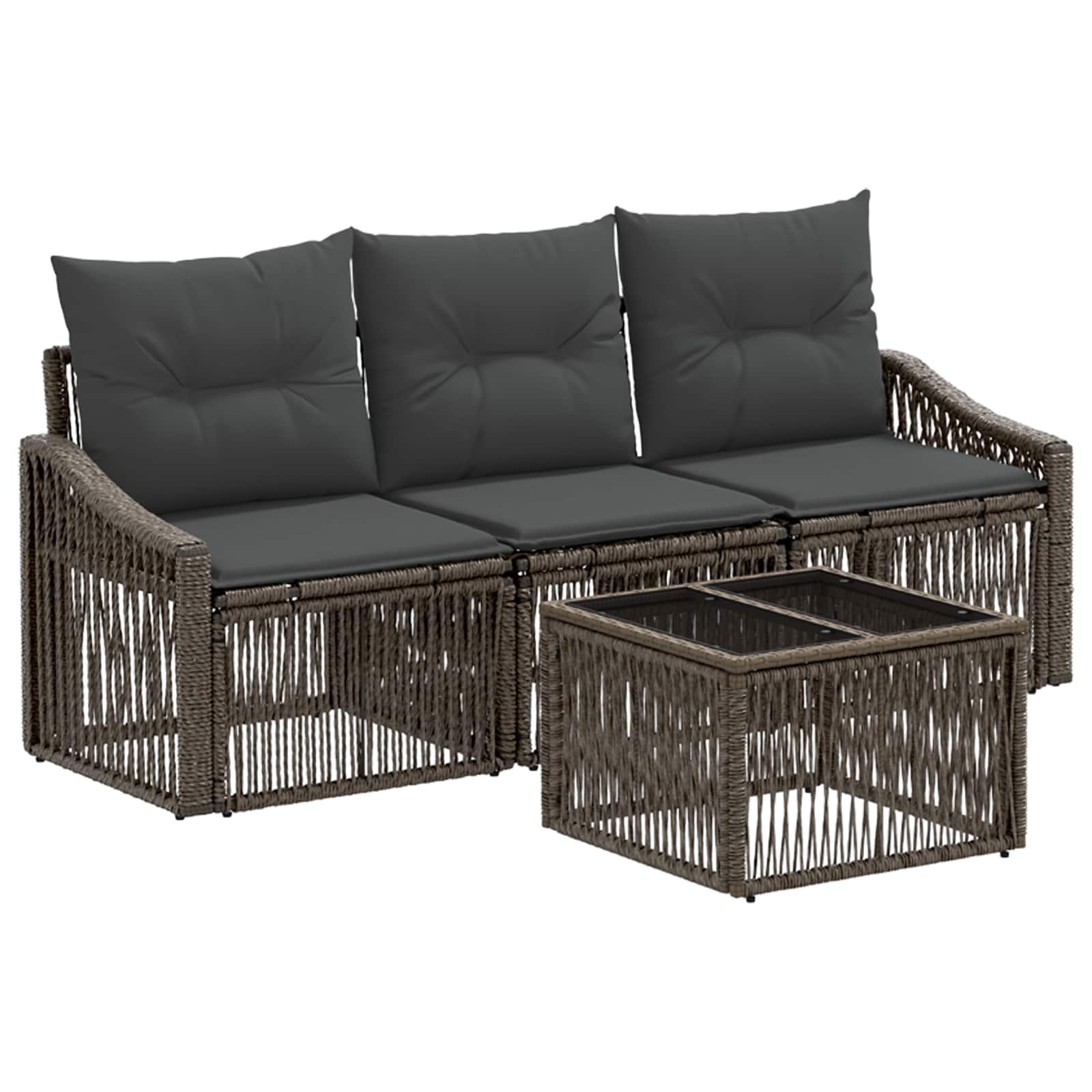 Conjunto de sofás de jardín 4 pcs Beige ratán sintético