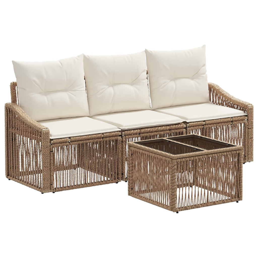Conjunto de sofás de jardín 4 pcs Beige ratán sintético