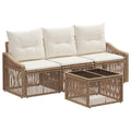 Conjunto de sofás de jardín 4 pcs Beige ratán sintético