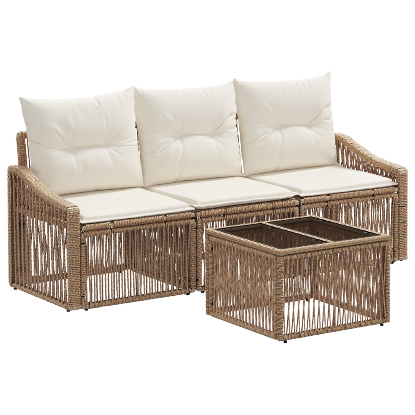 Conjunto de sofás de jardín 4 pcs Beige ratán sintético