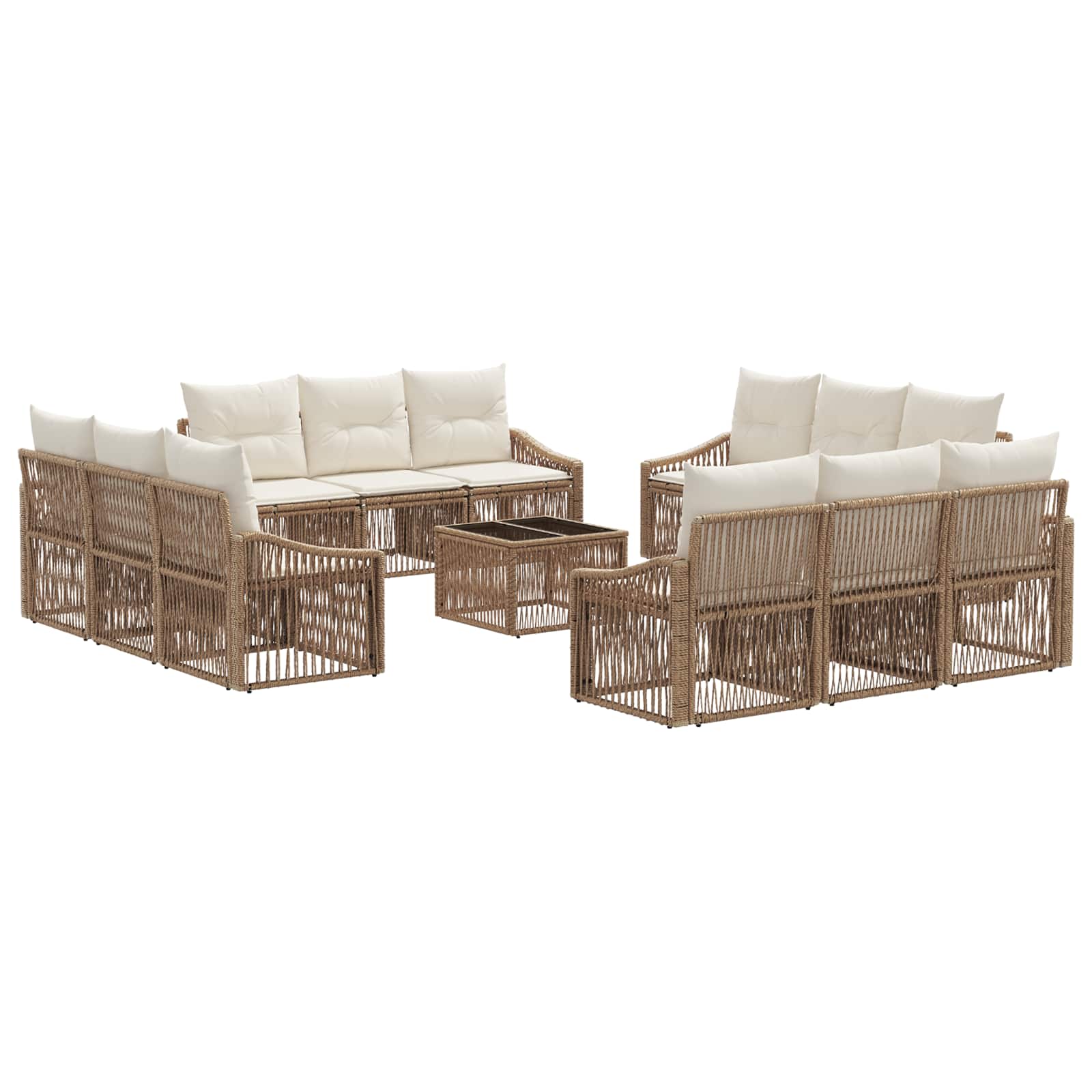Conjunto de sofá de jardín 8 pcs Beige ratán sintético