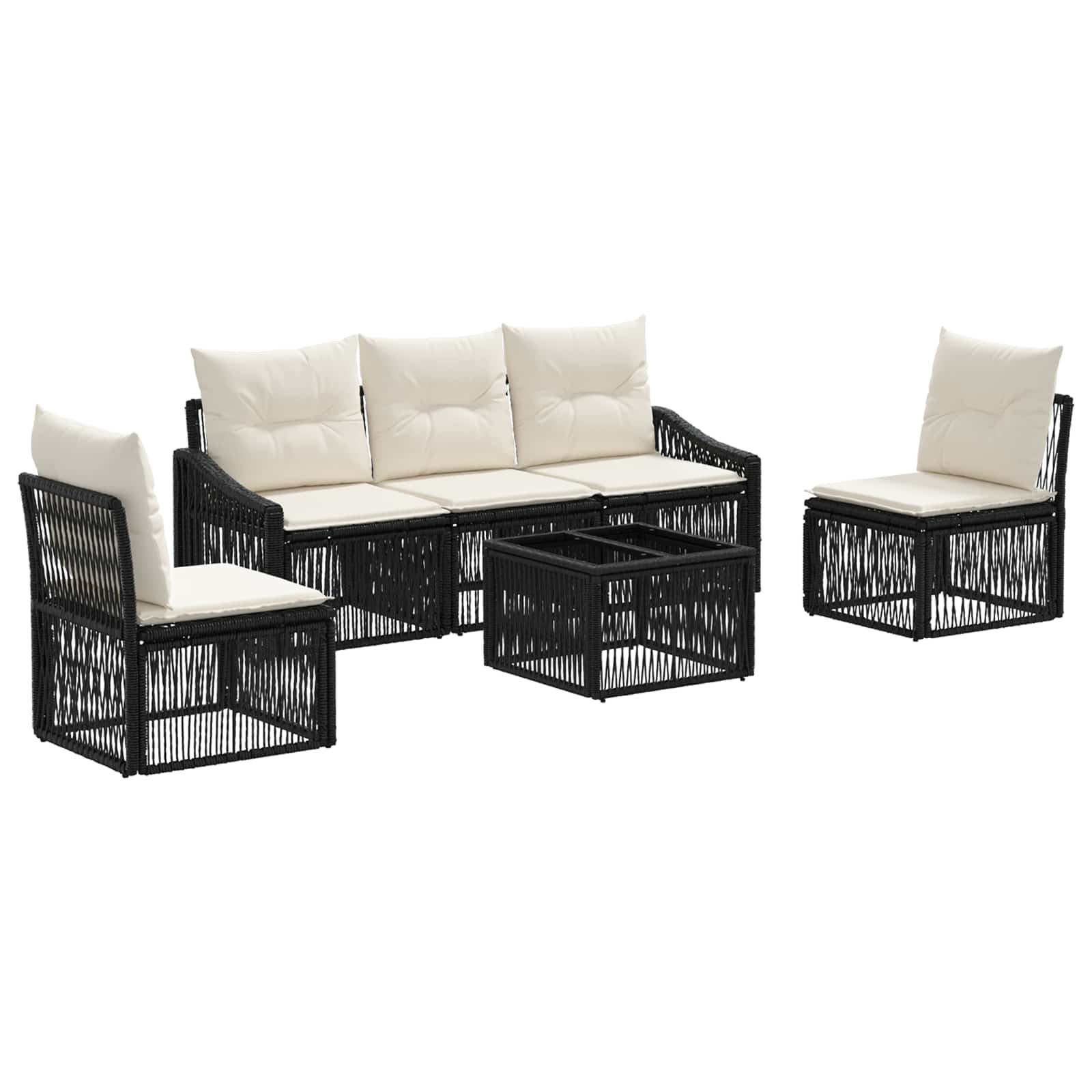 Conjunto de sofás de jardim 6 pcs Bege vime sintético