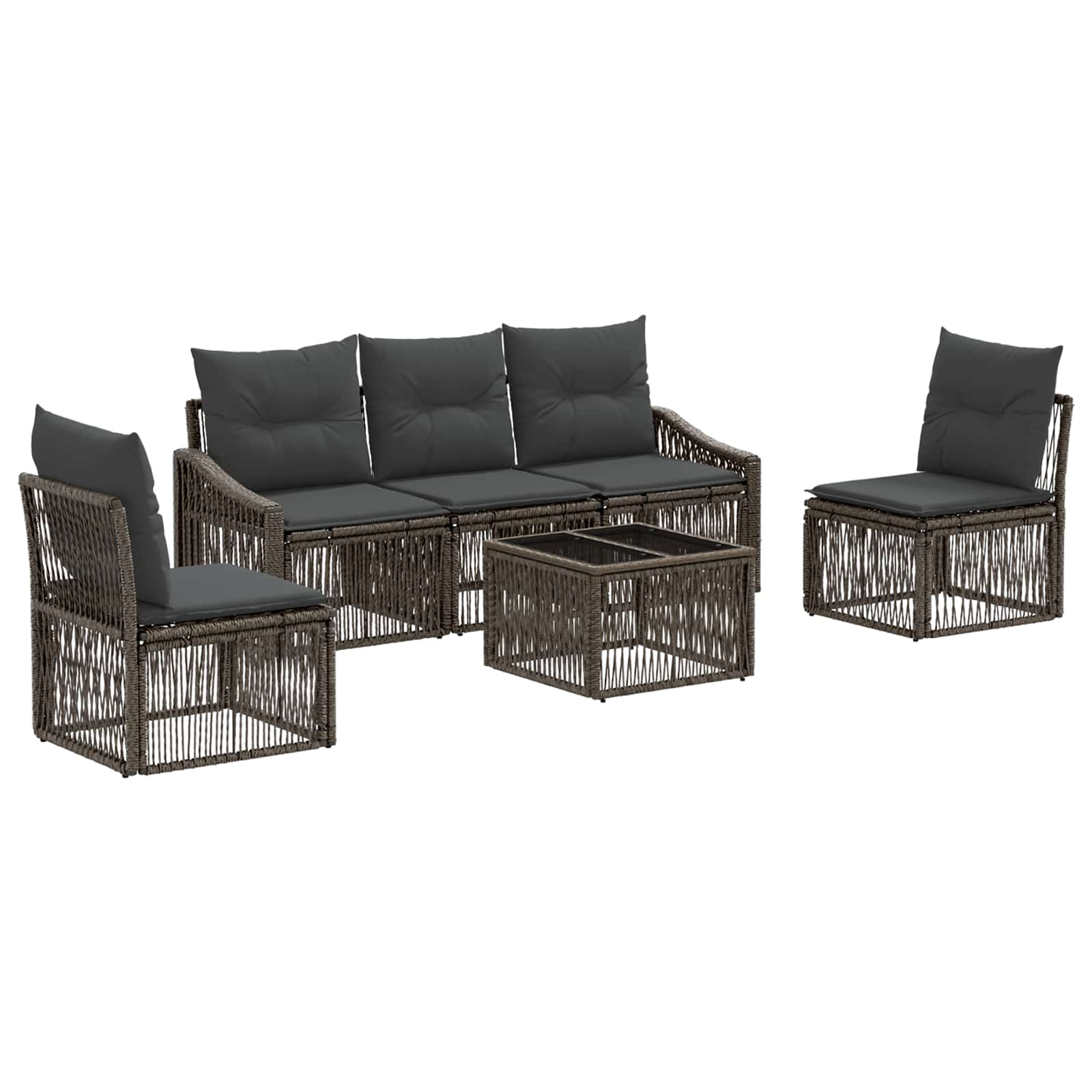 Conjunto de sofás de jardim 6 pcs Bege vime sintético