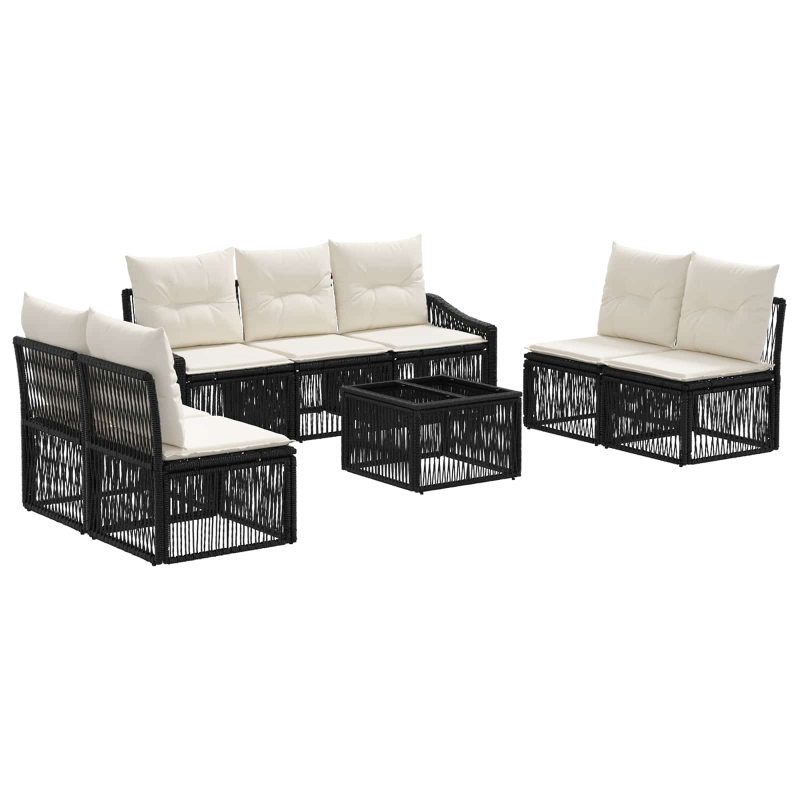 Conjunto de sofás de jardín 8 pcs Beige ratán sintético