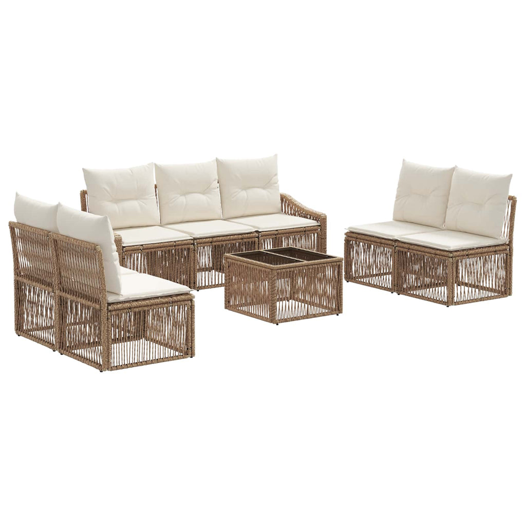 Conjunto de sofás de jardín 8 pcs Beige ratán sintético