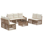 Conjunto de sofás de jardín 8 pcs Beige ratán sintético