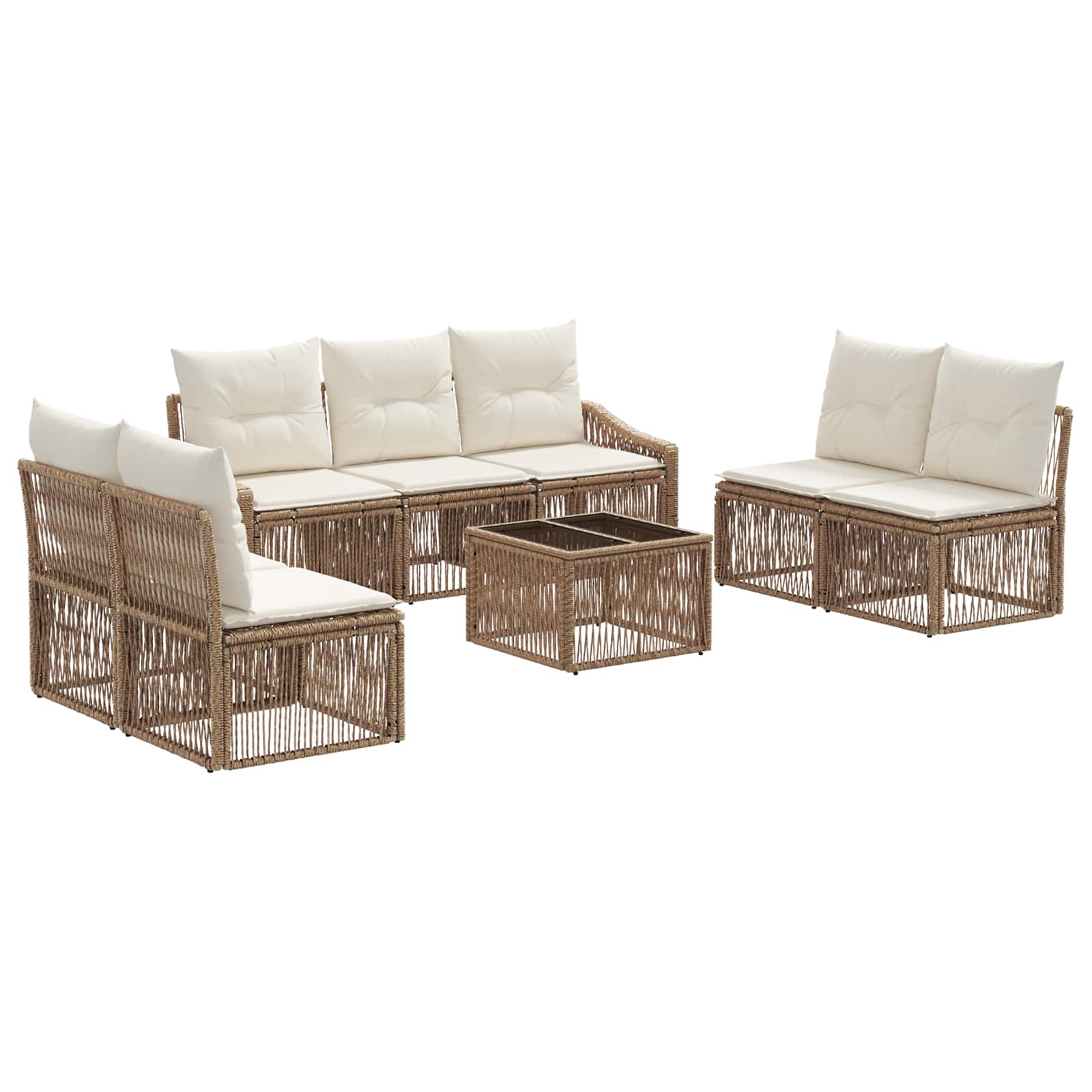 Conjunto de sofás de jardín 8 pcs Beige ratán sintético