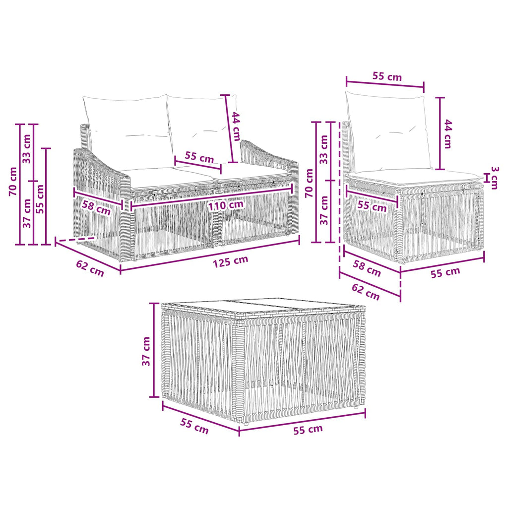 Conjunto de sofás de jardín 8 pcs Beige ratán sintético