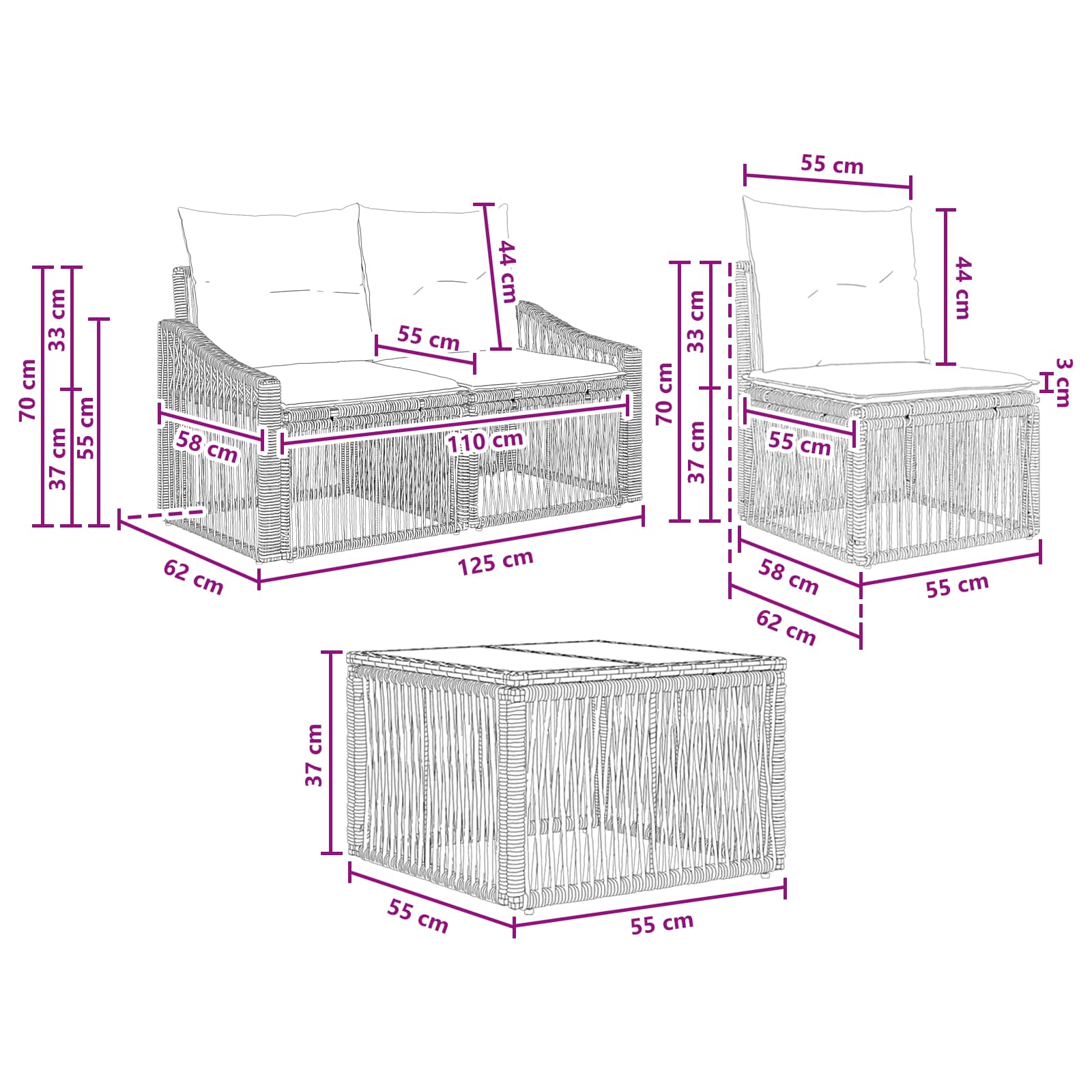 Conjunto de sofás de jardín 8 pcs Beige ratán sintético