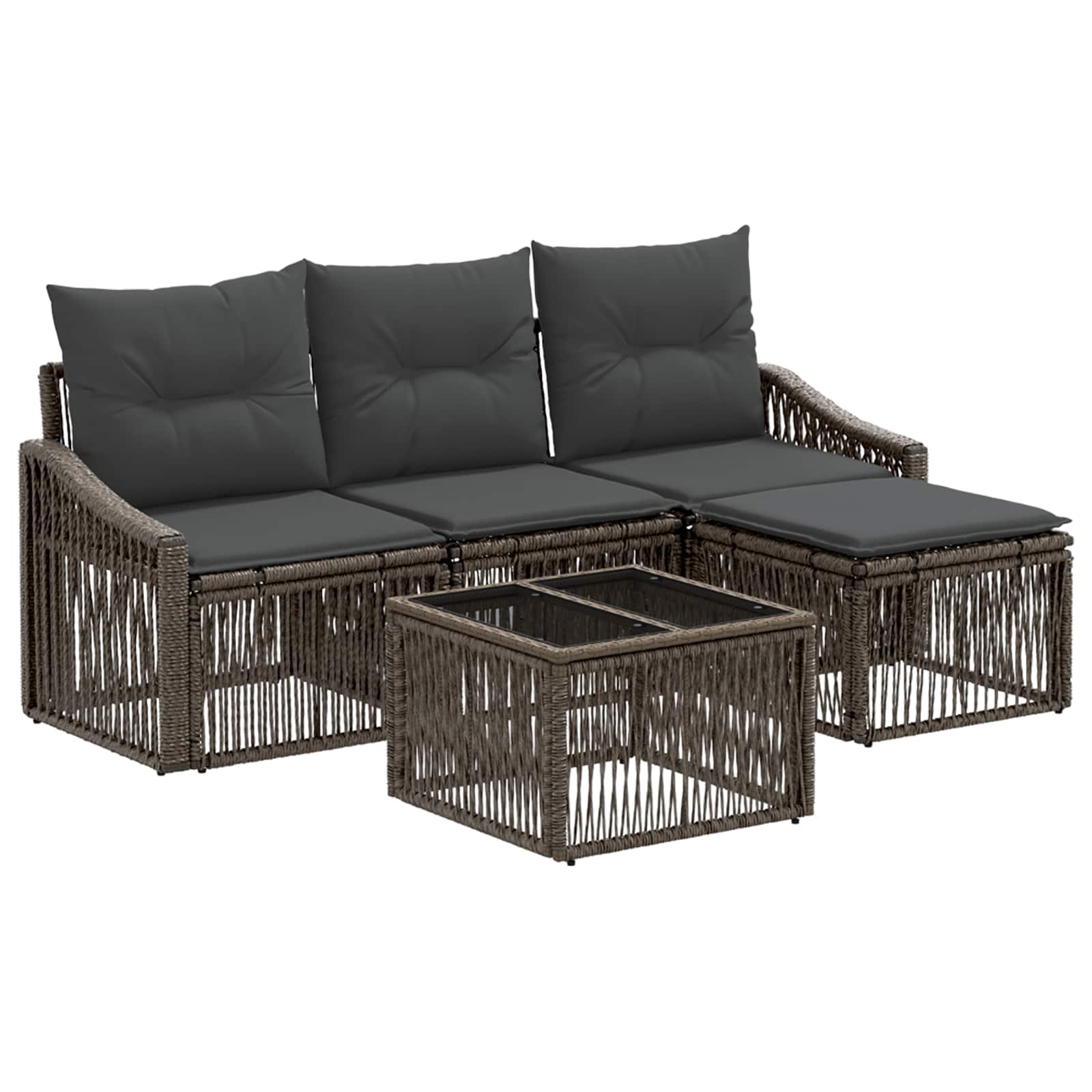 Conjunto de sofás de jardín 5 pcs Beige ratán sintético
