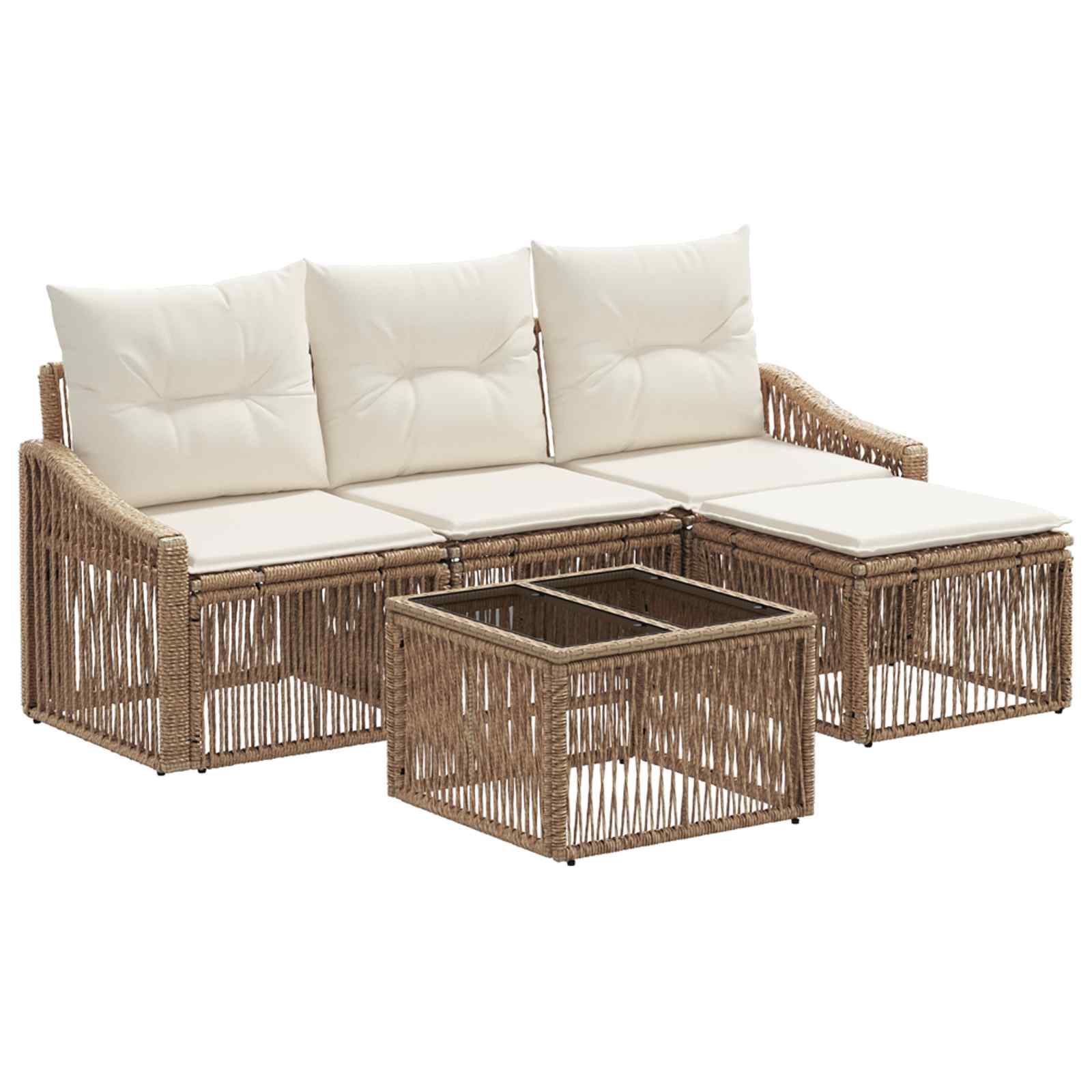 Conjunto de sofás de jardín 5 pcs Beige ratán sintético