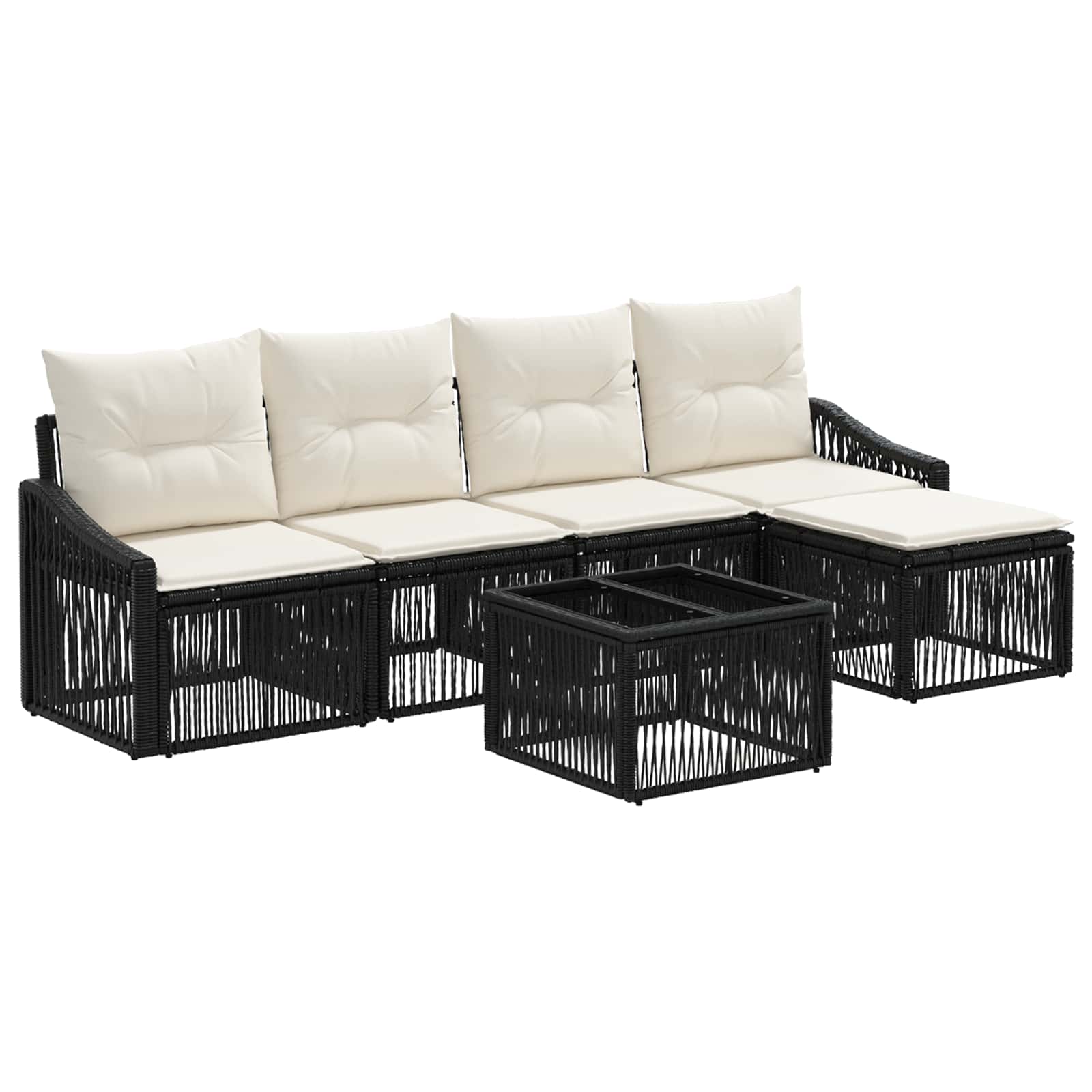 Conjunto de sofás de jardín 6 pcs Beige ratán sintético