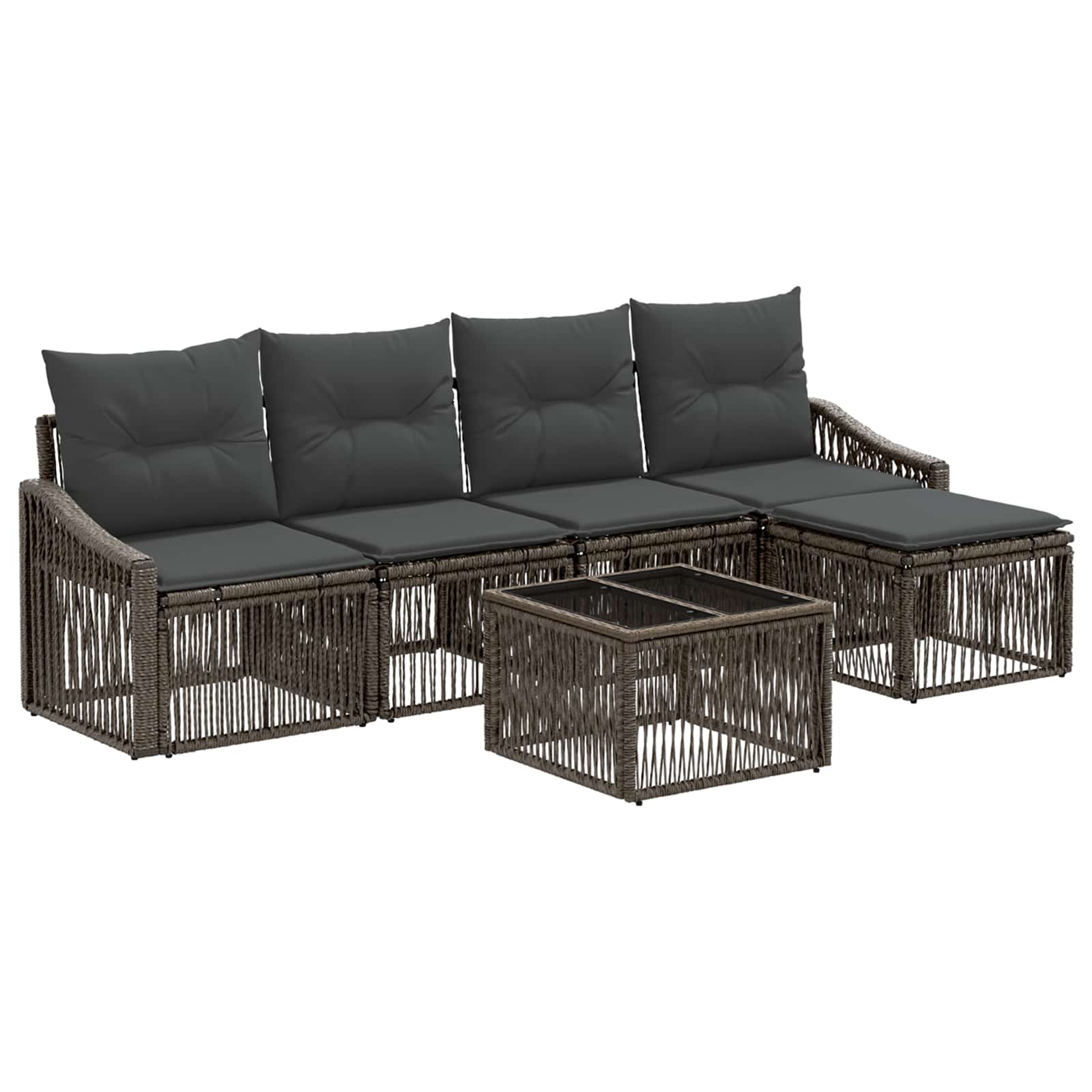 Conjunto de sofás de jardín 6 pcs Beige ratán sintético