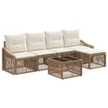 Conjunto de sofás de jardín 6 pcs Beige ratán sintético