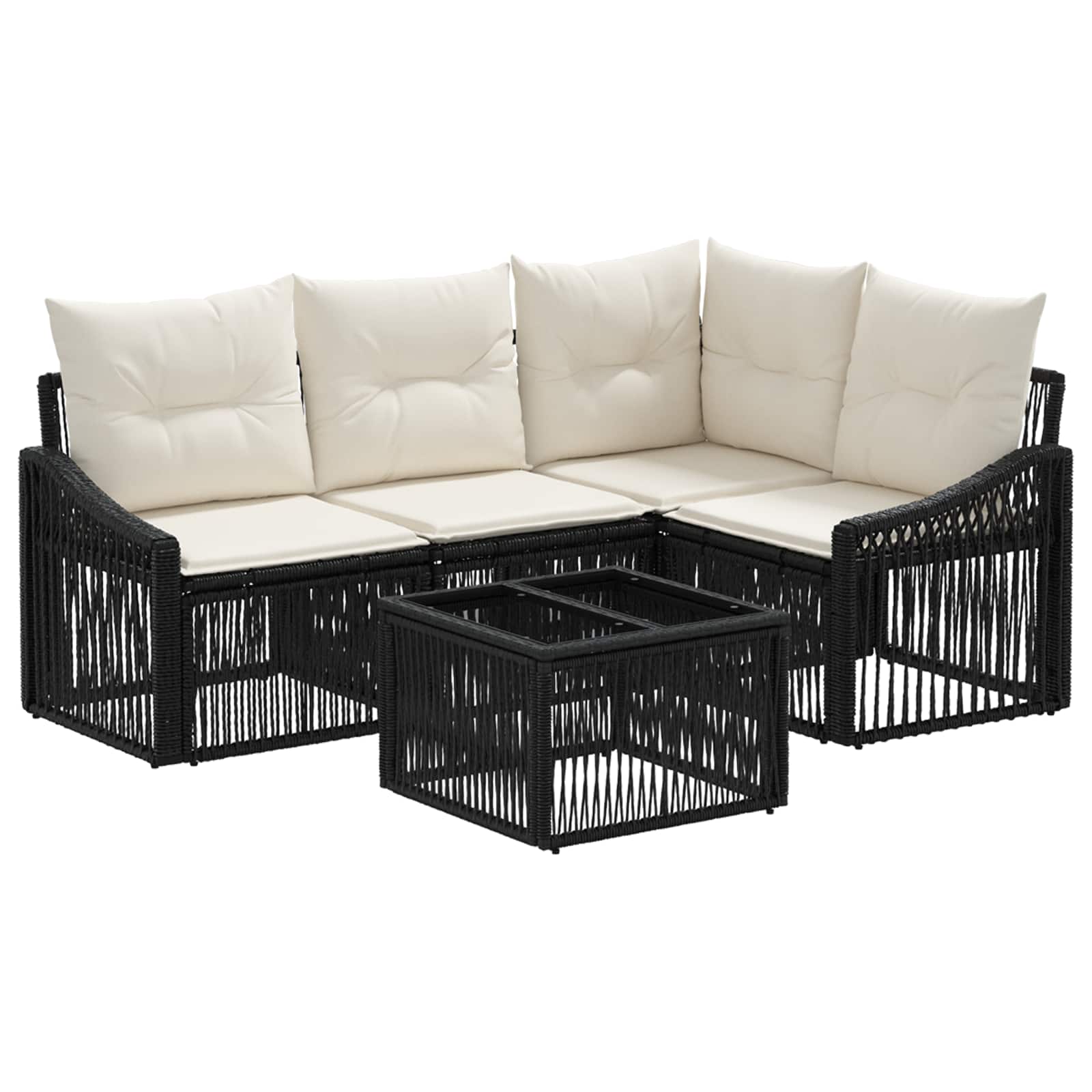 Conjunto de sofás de jardín 5 pcs Beige ratán sintético