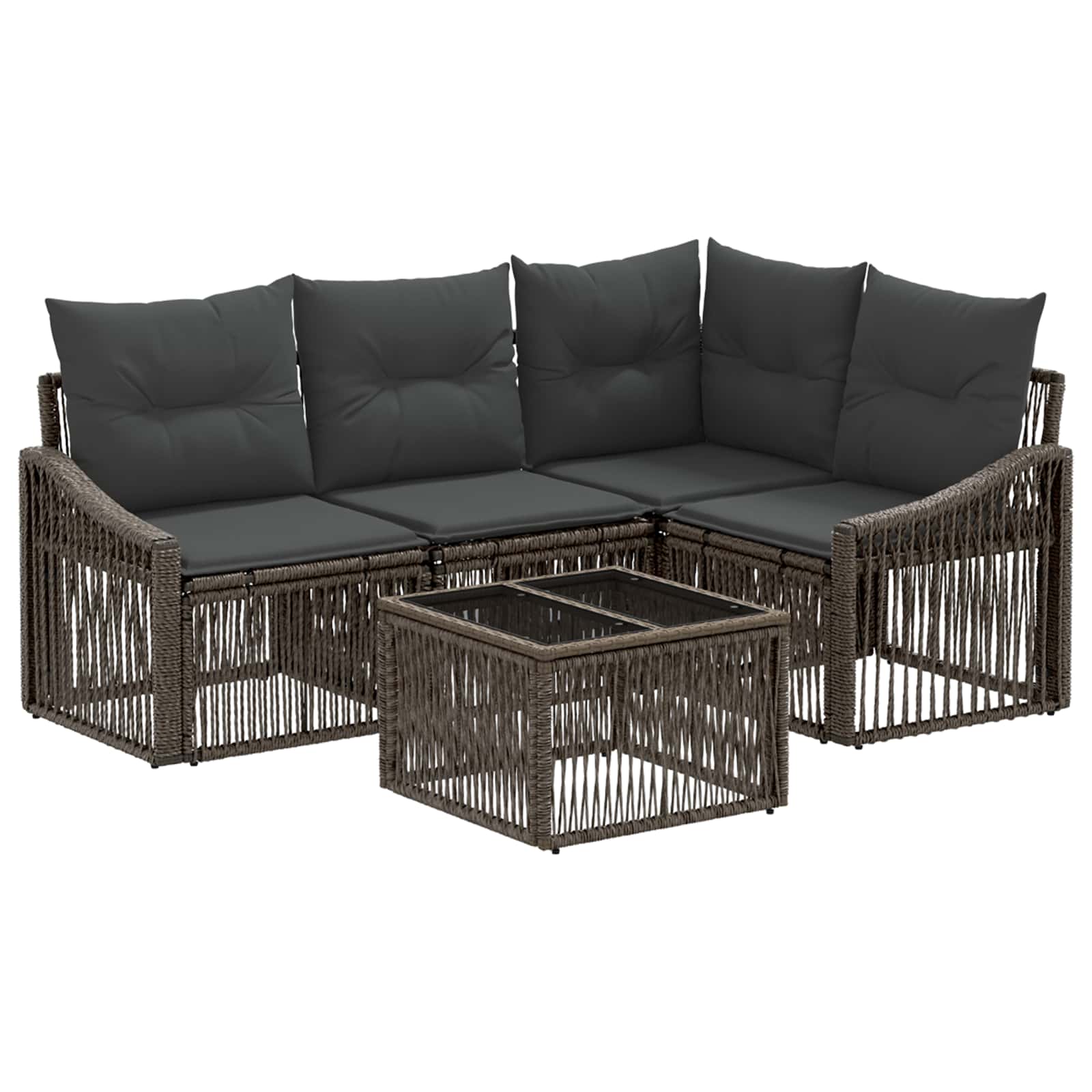 Conjunto de sofás de jardín 5 pcs Beige ratán sintético