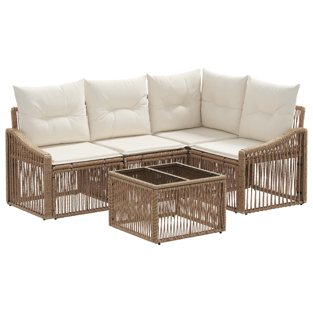 Conjunto de sofás de jardín 5 pcs Beige ratán sintético