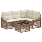 Conjunto de sofás de jardín 5 pcs Beige ratán sintético