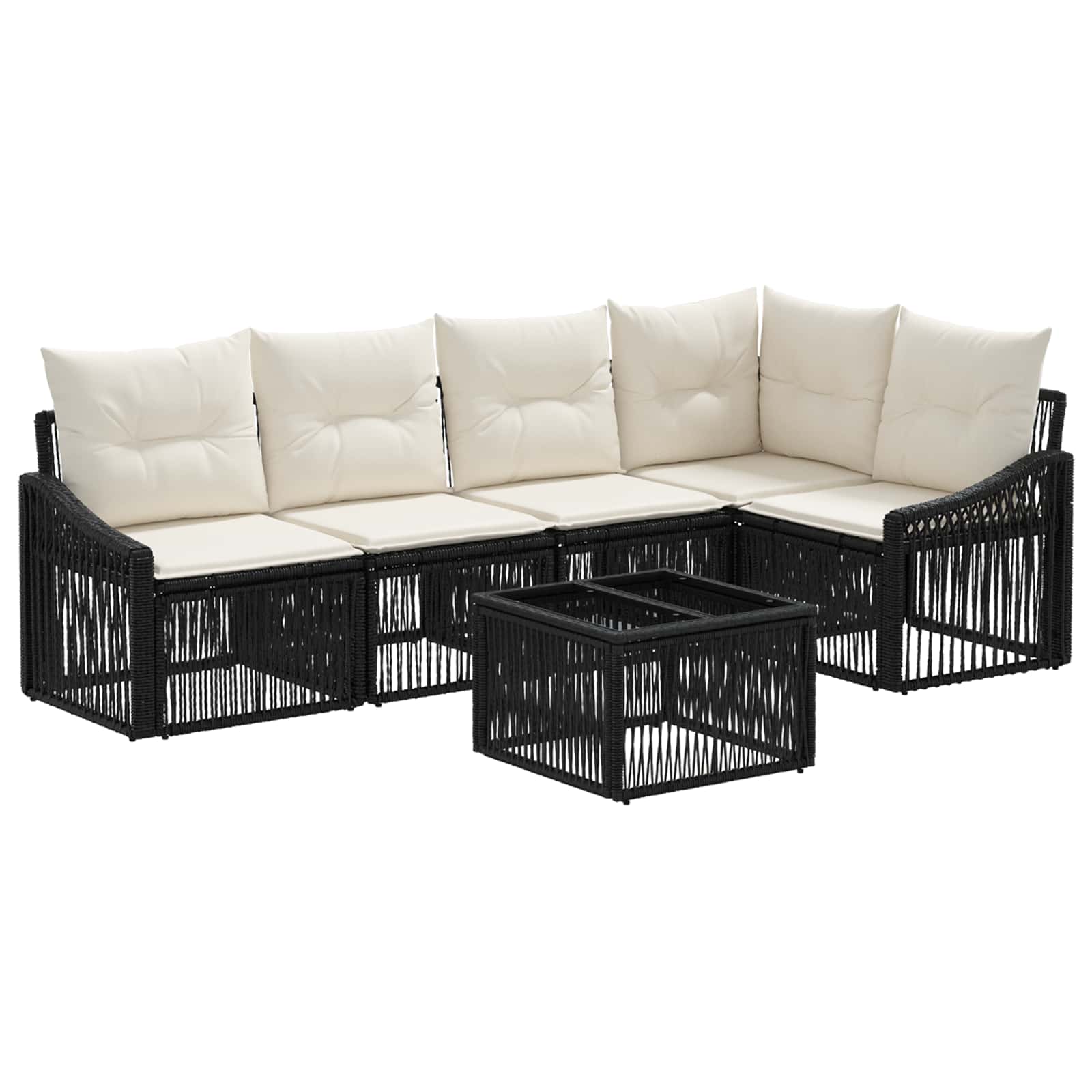 Conjunto de sofás de jardim 6 pcs Bege vime sintético