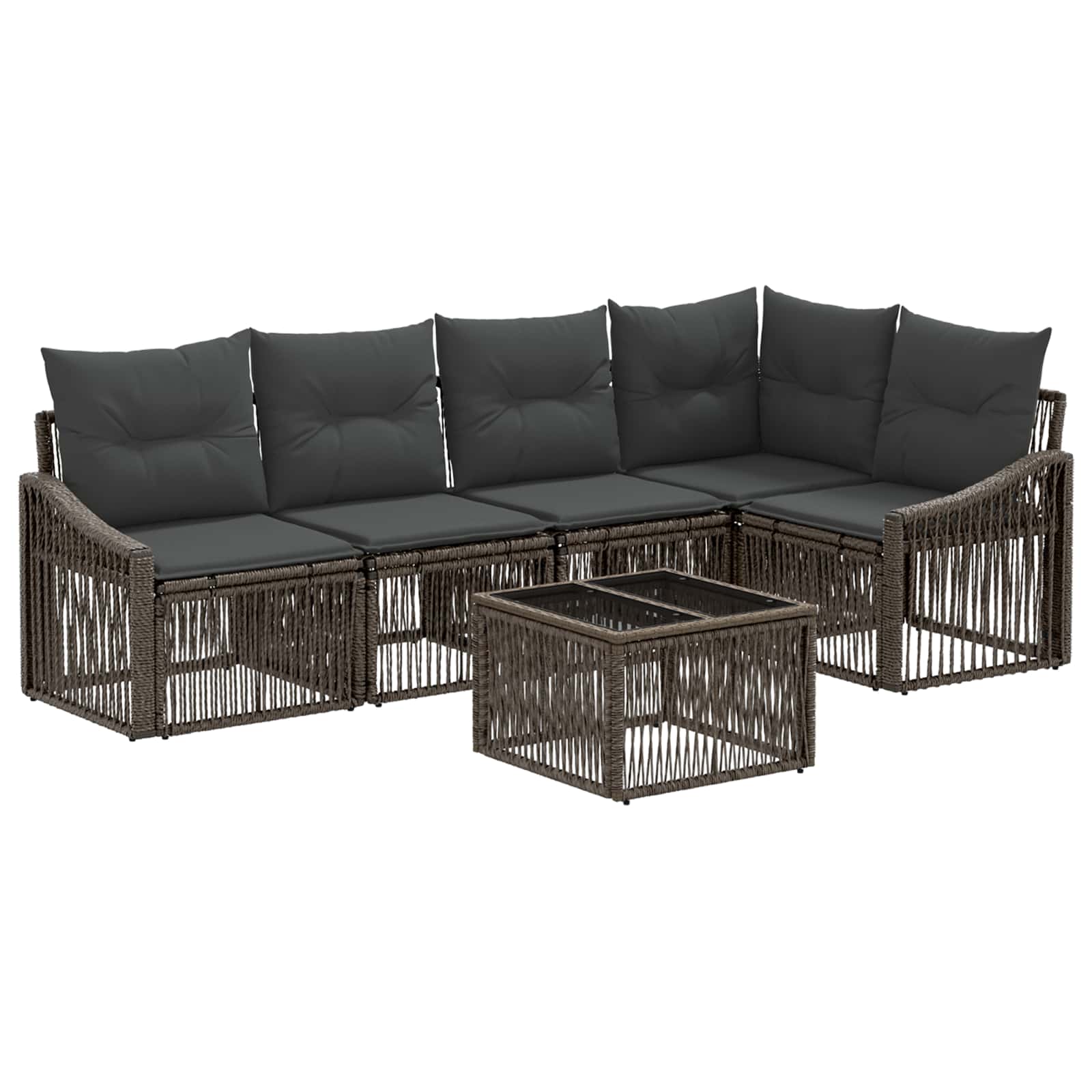 Conjunto de sofás de jardim 6 pcs Bege vime sintético