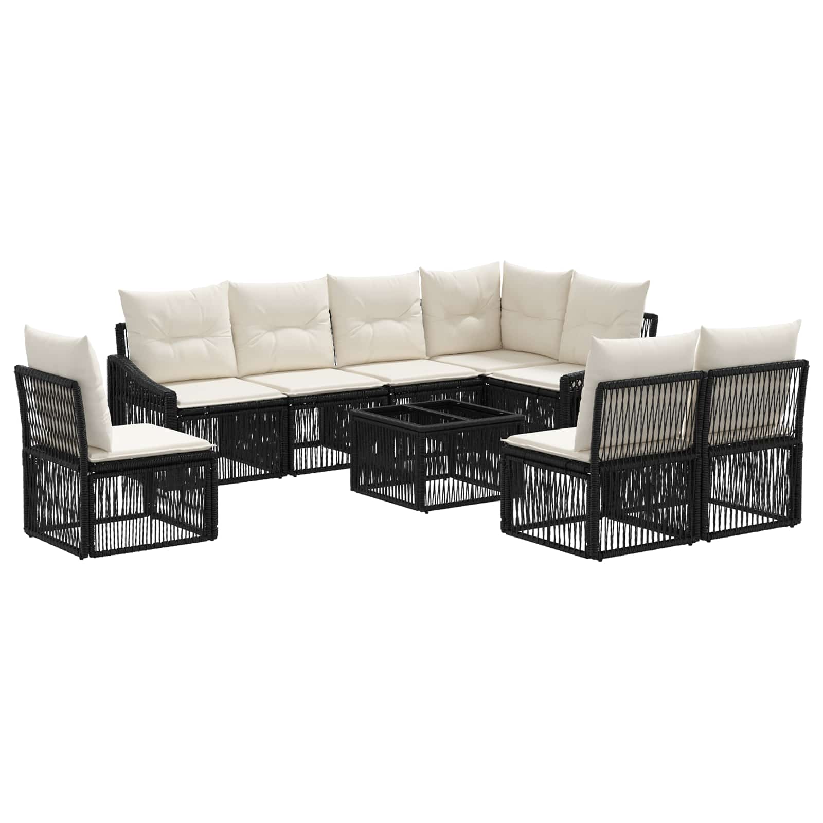 Conjunto de sofás de jardín 9 pcs Beige ratán sintético