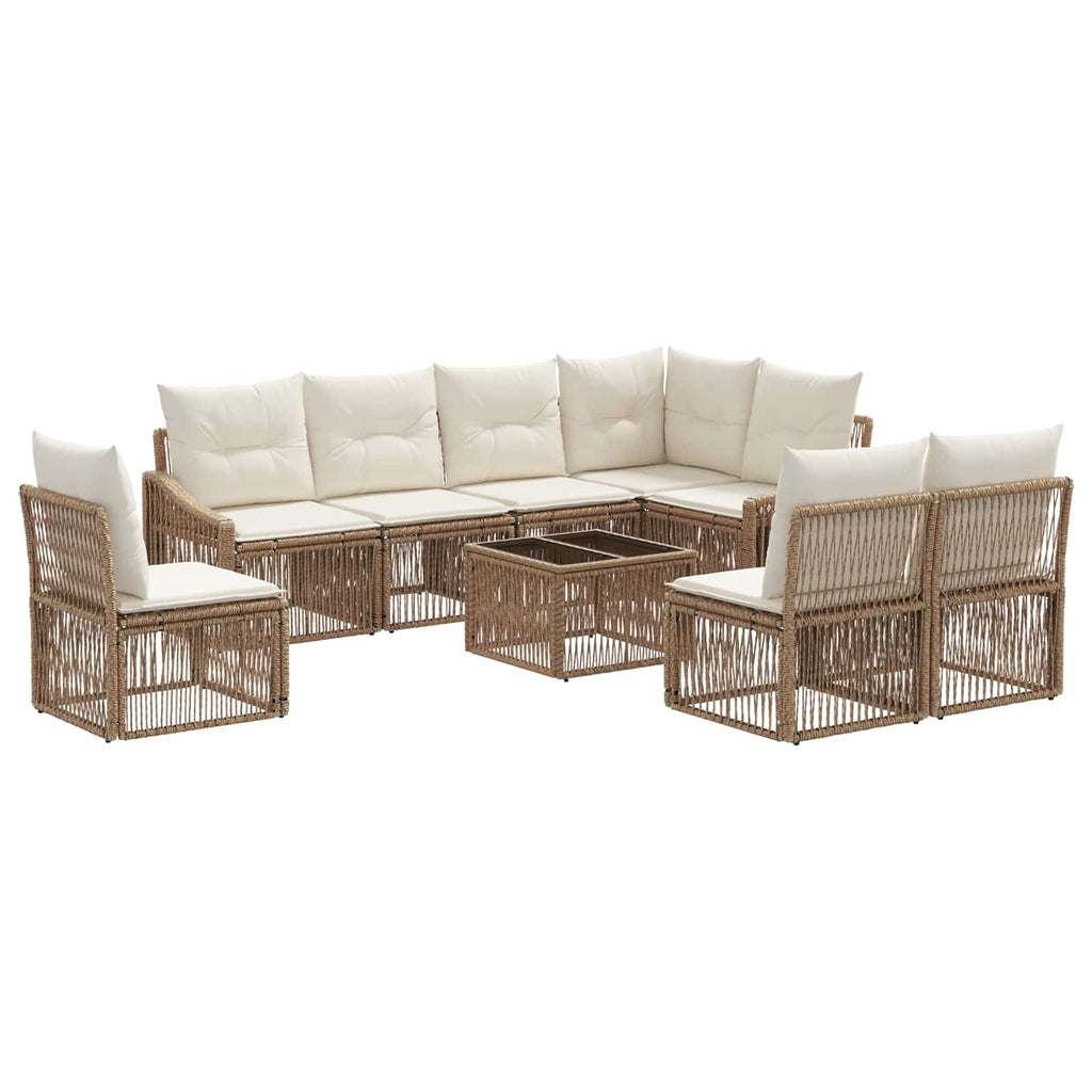 Conjunto de sofás de jardín 9 pcs Beige ratán sintético