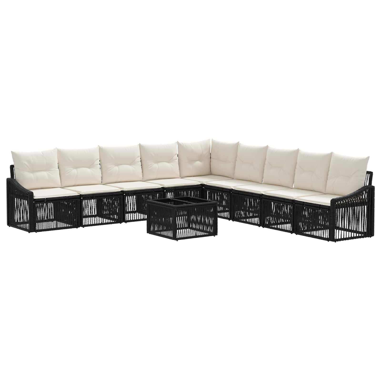 Conjunto de sofás de jardín 10 pcs Beige ratán sintético