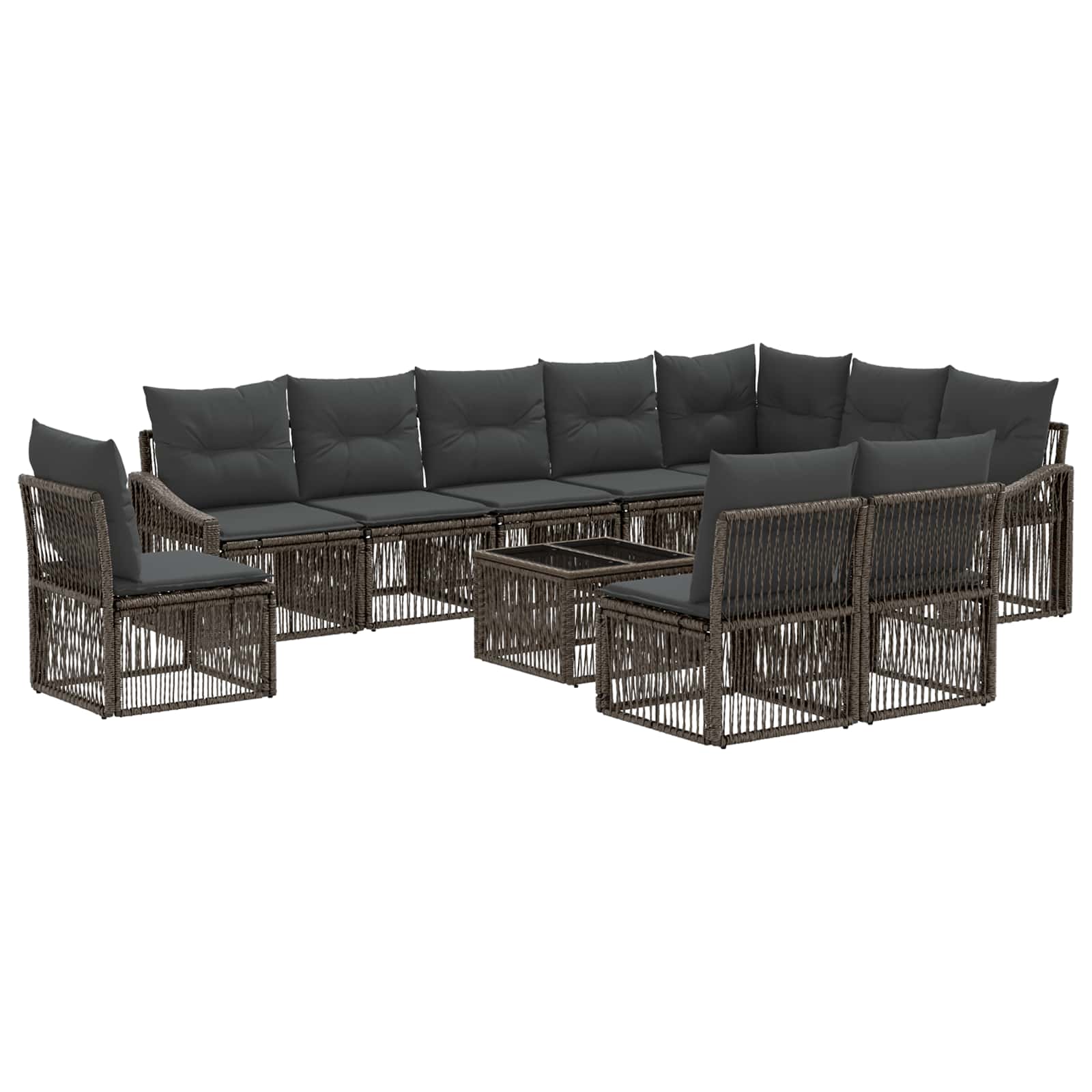 Conjunto de sofás de jardim 11 pcs Bege vime sintético