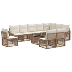 Conjunto de sofás de jardín 11 pcs Beige ratán sintético