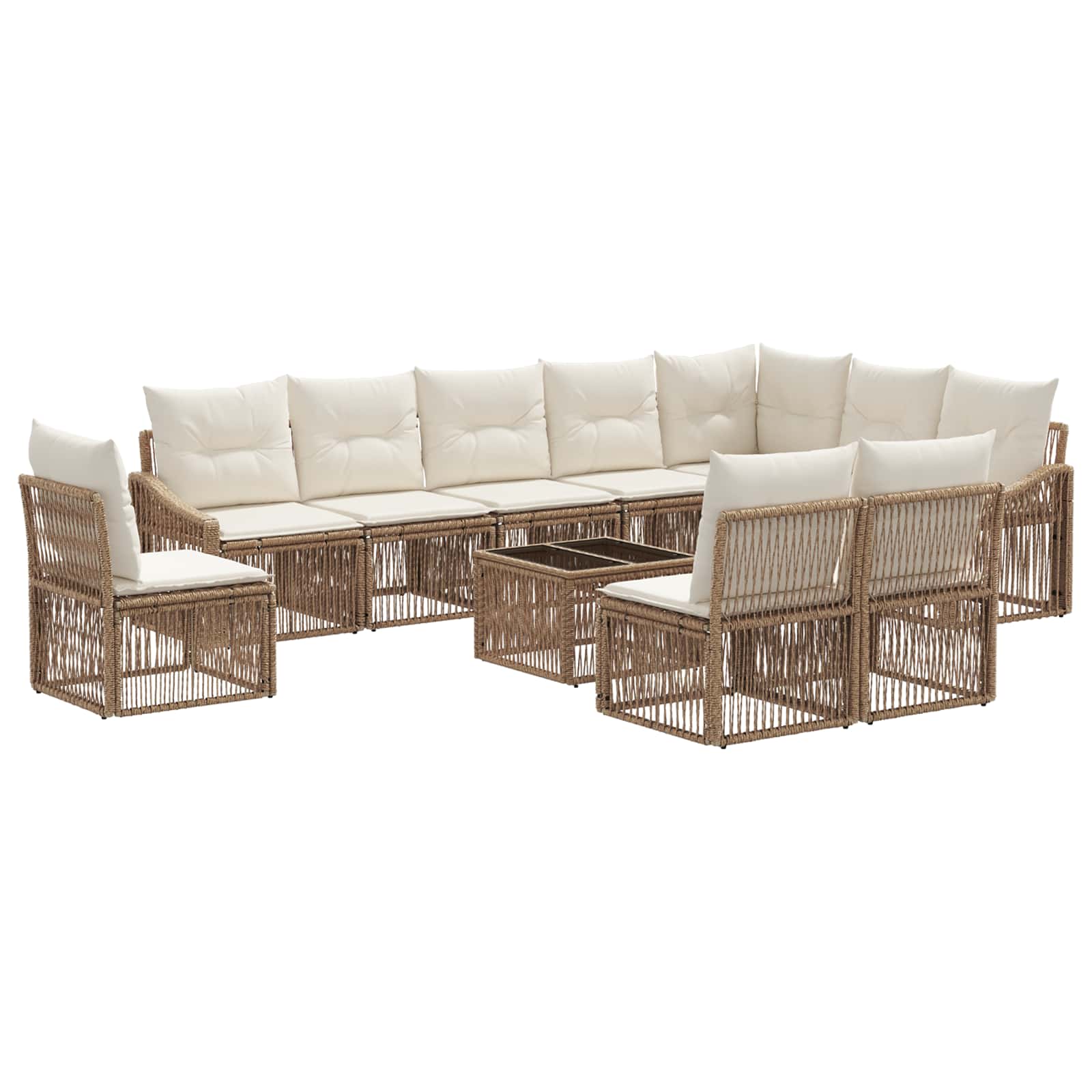 Conjunto de sofás de jardín 11 pcs Beige ratán sintético