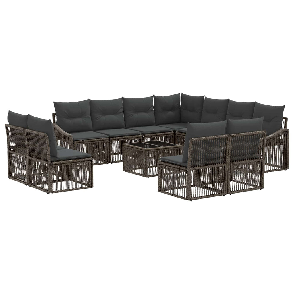 Conjunto de sofás de jardín 12 pcs Gris ratán sintético