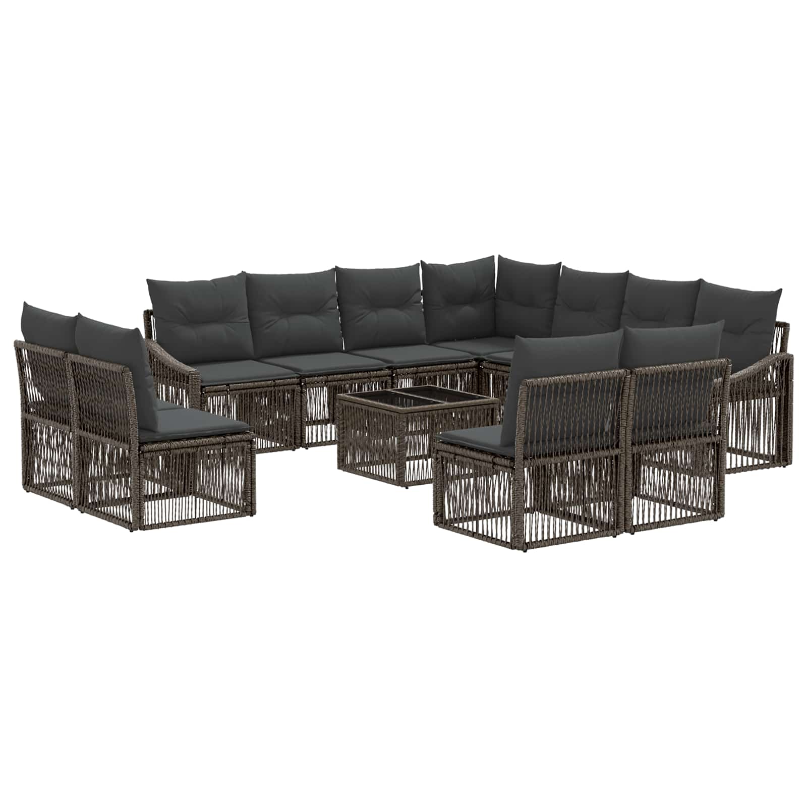 Conjunto de sofás de jardín 12 pcs Gris ratán sintético
