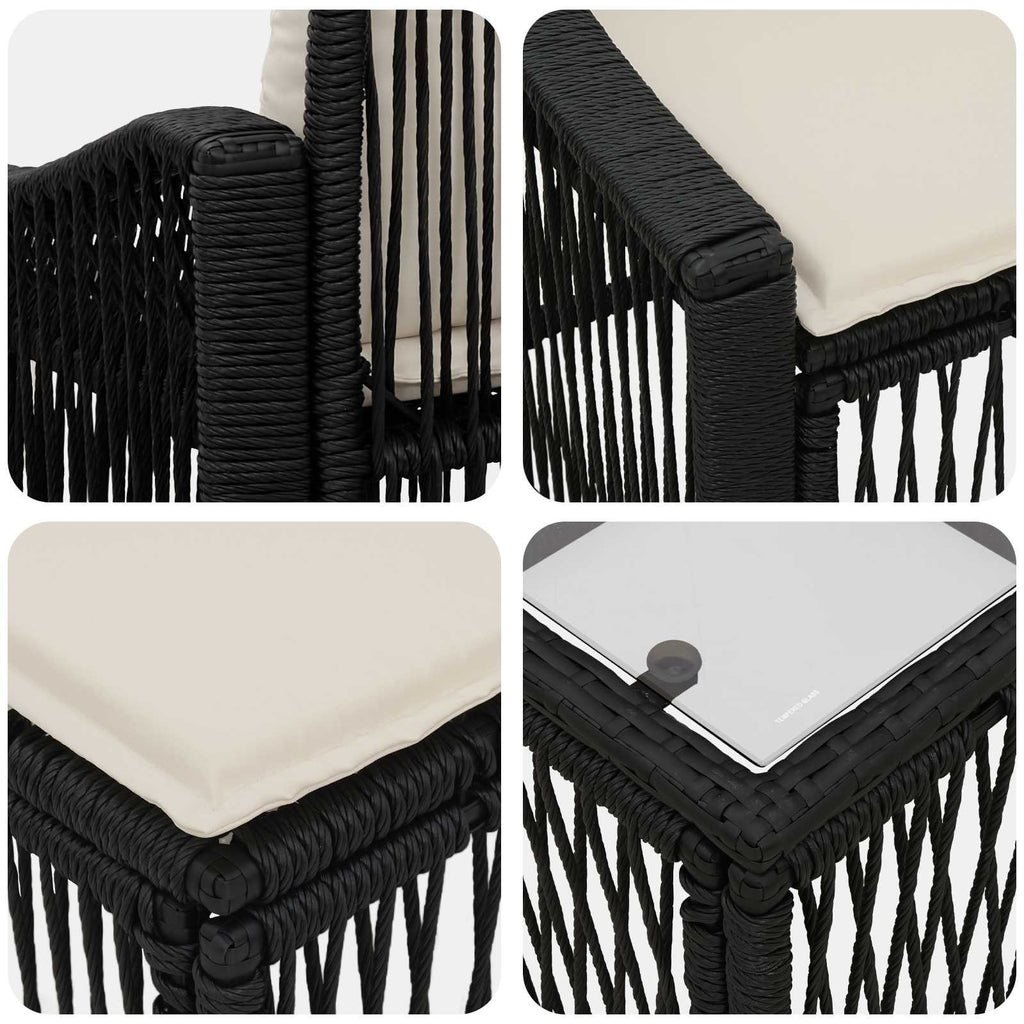 Conjunto de sofás de jardín 11 pcs Negro ratán sintético