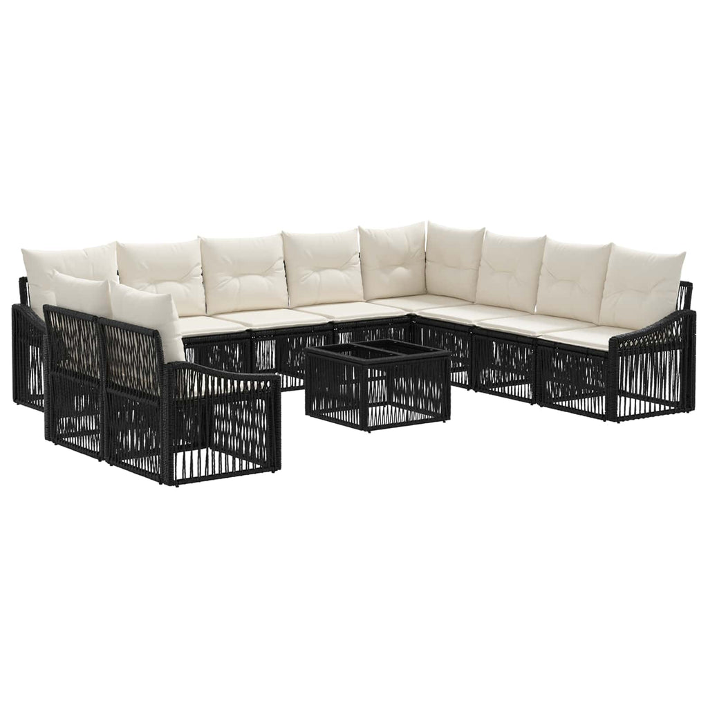 Conjunto de sofás de jardín 11 pcs Negro ratán sintético