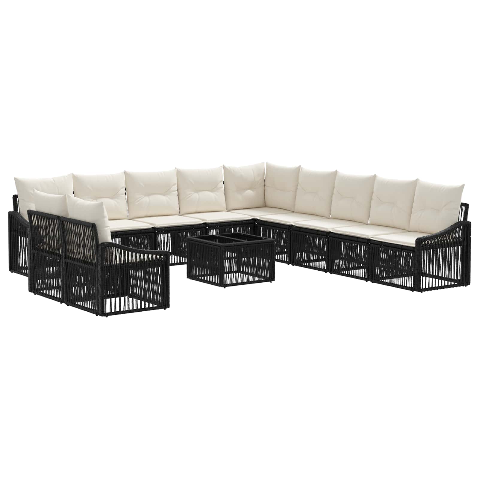 Conjunto de sofás de jardín 12 pcs Beige ratán sintético