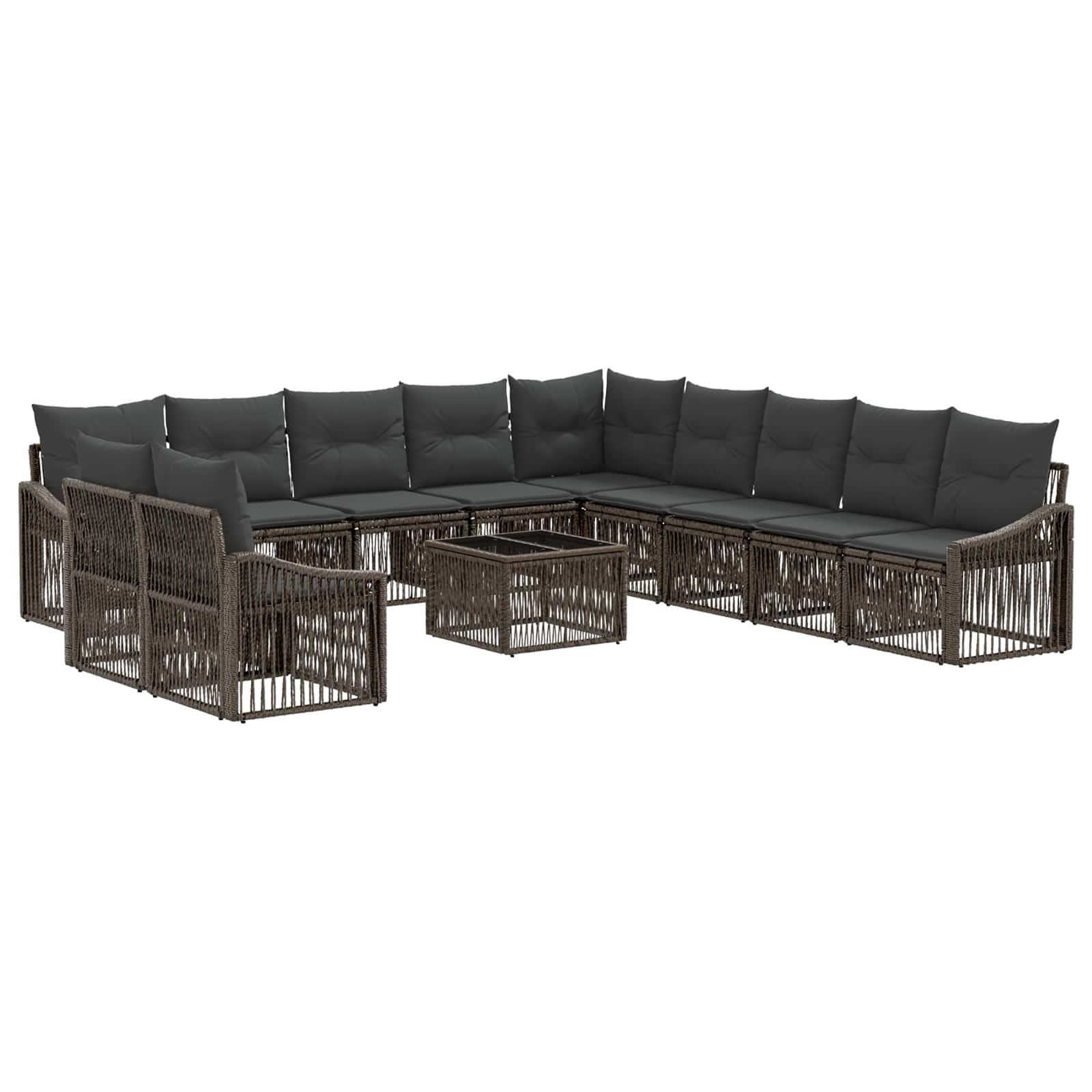 Conjunto de sofás de jardín 12 pcs Beige ratán sintético