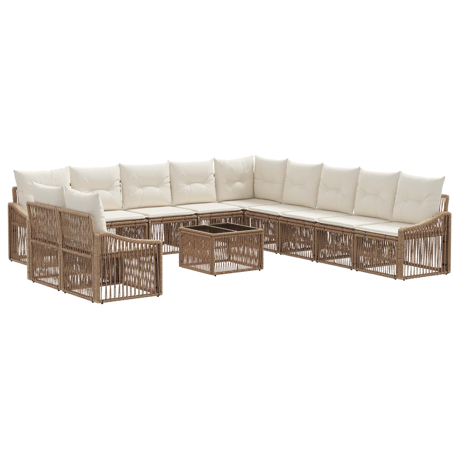 Conjunto de sofás de jardín 12 pcs Beige ratán sintético